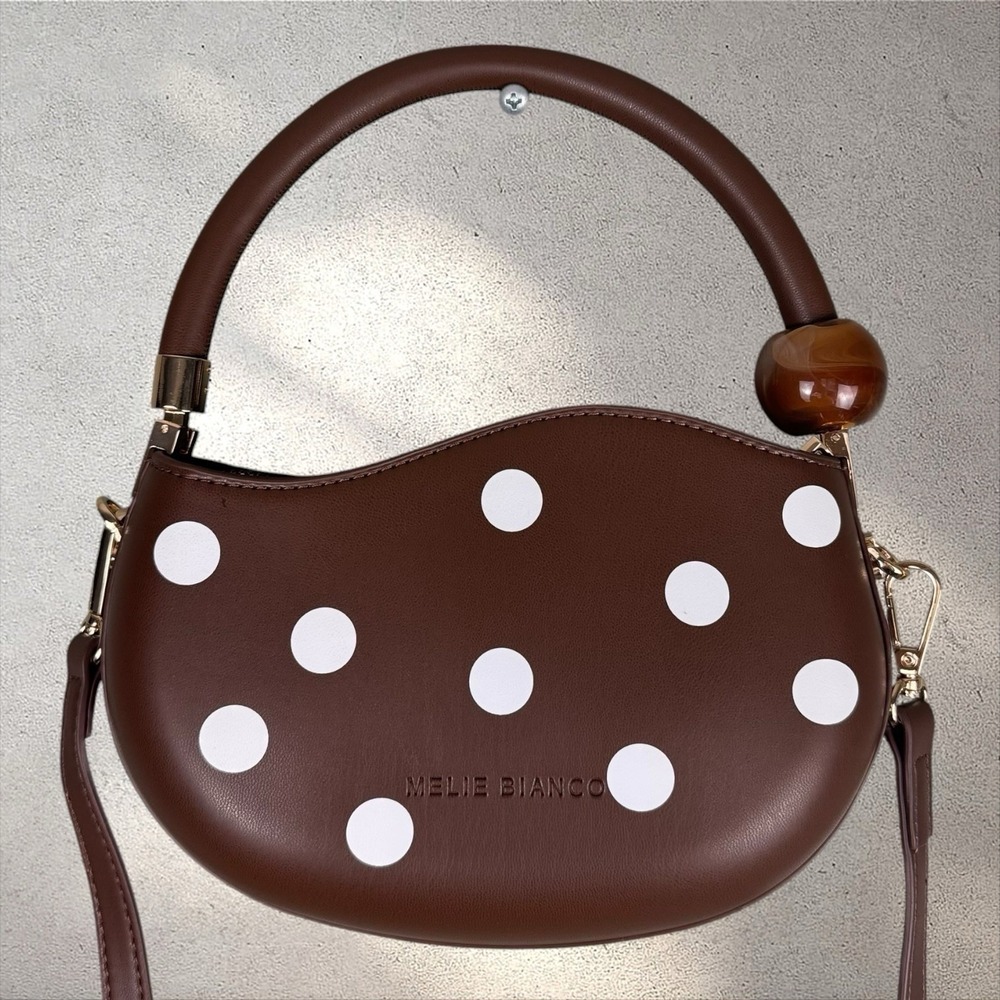 Anthropologie Melie Bianco Jennie Polka Dot Handbag Top Handle Structured Bag